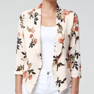 Beige Floral Print Lightweight Blazer SZ S,M,L